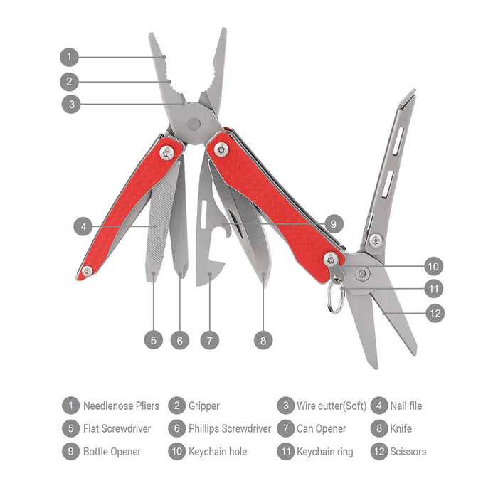 NexTool Mini-Flaggschiff, Rot/Grün, 10-in-1, vielseitig, faltbar, EDC-Handwerkzeug, Schraubendreher, Mini-Zange, Flaschenöffner, Outdoor