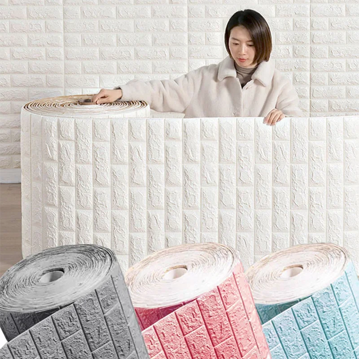 Panneaux muraux à motif de brique 3D – Papier peint imperméable 70 cm x 1 m pour décoration élégante de salon, chambre et cuisine