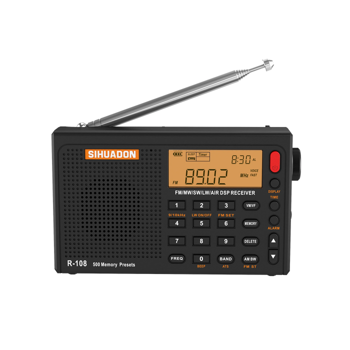 SIHUADON R-108 Radio FM stéréo portable avec réception numérique, fonction d'alarme, horloge et affichage de la température