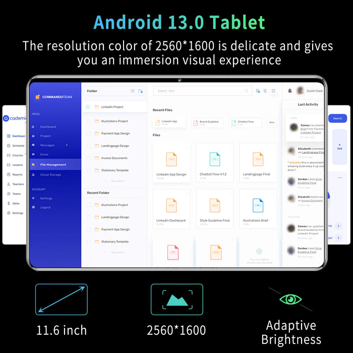 2024 Neues 11,6-Zoll-Android 13.0-Tablet mit 16 GB RAM und 1 TB Speicher – 10-Core-Prozessor und 12000-mAh-Akku