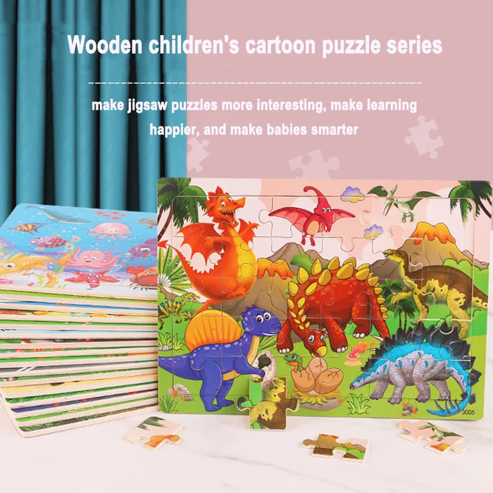 Jeu intellectuel en bois pour enfants, Puzzle de pensée logique, véhicule Animal, dessin animé, éducation précoce, cadeau