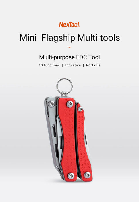 NexTool Mini-Flaggschiff, Rot/Grün, 10-in-1, vielseitig, faltbar, EDC-Handwerkzeug, Schraubendreher, Mini-Zange, Flaschenöffner, Outdoor