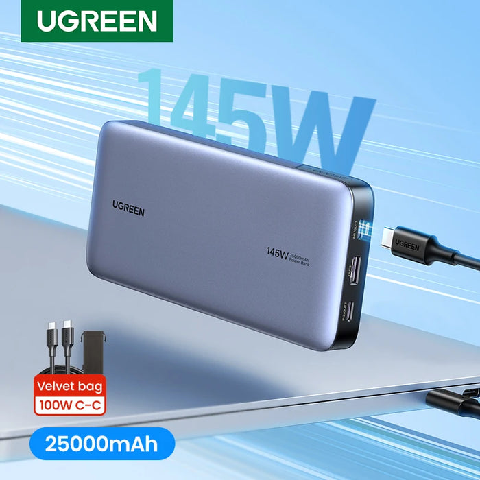 UGREEN Power Bank Portátil 25000mAh con Carga Rápida de 140W para Laptop y Xiaomi 13, Batería Externa con Pantalla Digital