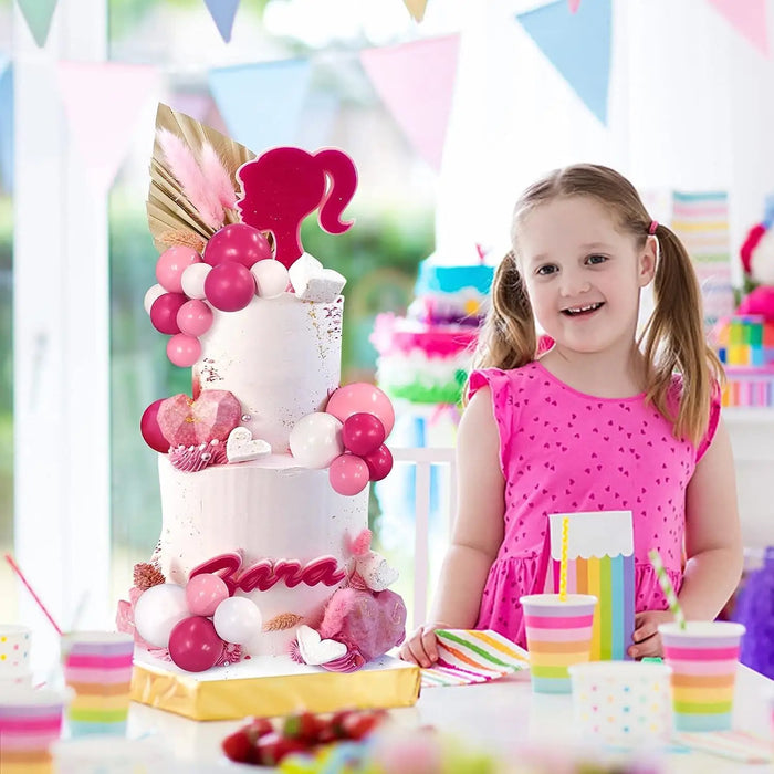 32 Stück festliche Kugel-Kuchendekorationen in Rosa und Weiß – Cupcake-Topper für Hochzeiten und Geburtstage