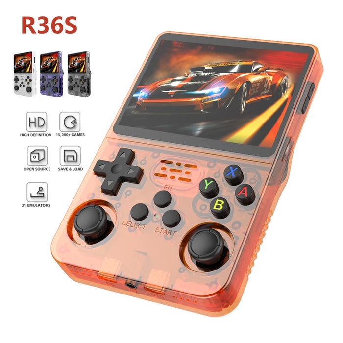 R36S Retro-Handheld-Videospielkonsole mit Linux-System, 3,5-Zoll-IPS-Bildschirm, tragbarer Taschenvideoplayer, 64 GB RG35S plus 128 GB Geschenke