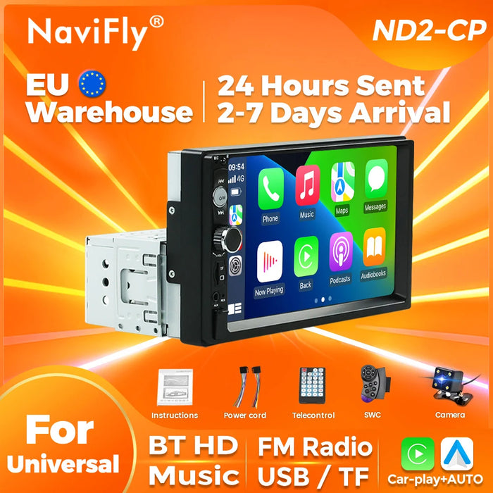 Navifly ND2 universel 1Din autoradio stéréo 7 pouces HD écran tactile lecteur multimédia BT Autoaudio FM récepteur miroir lien moniteur