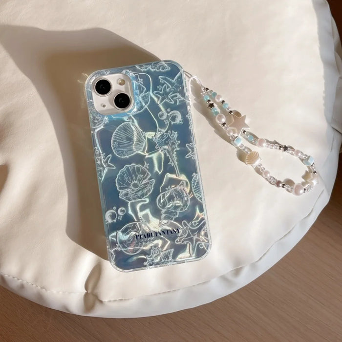 Coque de téléphone aurore à motif de bec de mer, étui d'absorption des chocs pour iPhone 15 14 13 12 Pro Max avec joli Bracelet et chaîne