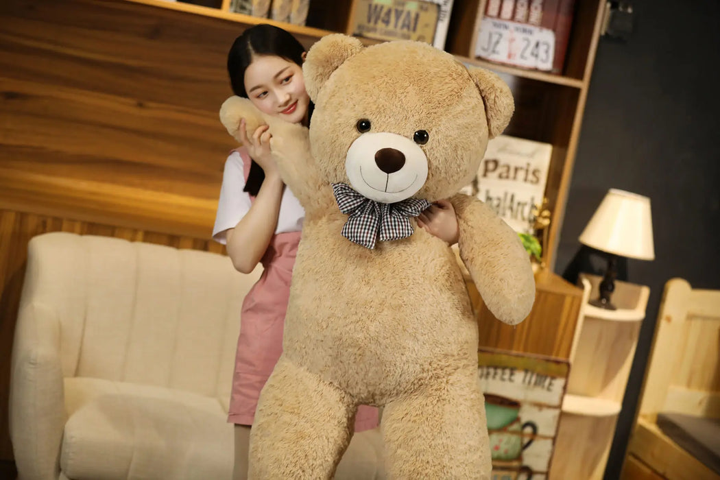 Oso de peluche gigante de 105 cm, oso de peluche blanco, rosa y marrón, almohada de abrazo súper grande, almohada de animal, regalo de cumpleaños para niños