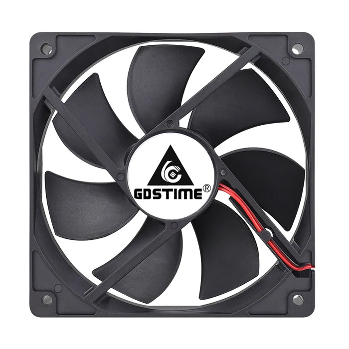 Ventilador de CPU Gdstime de 120x120x25 mm para PC - 5 V, 12 V, 24 V, 48 V con 2 pines y 3 pines - Ventilador de refrigeración CC de 120 mm para GPU portátil - Rodamiento de bolas/rodamiento de manga