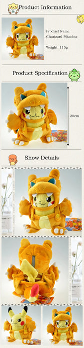 Kawaii Pokemon Cosplay Pikachu Animal relleno Charizard muñeco de peluche Tyranitar Snorlax Eevee Lapras Anime regalo para niños