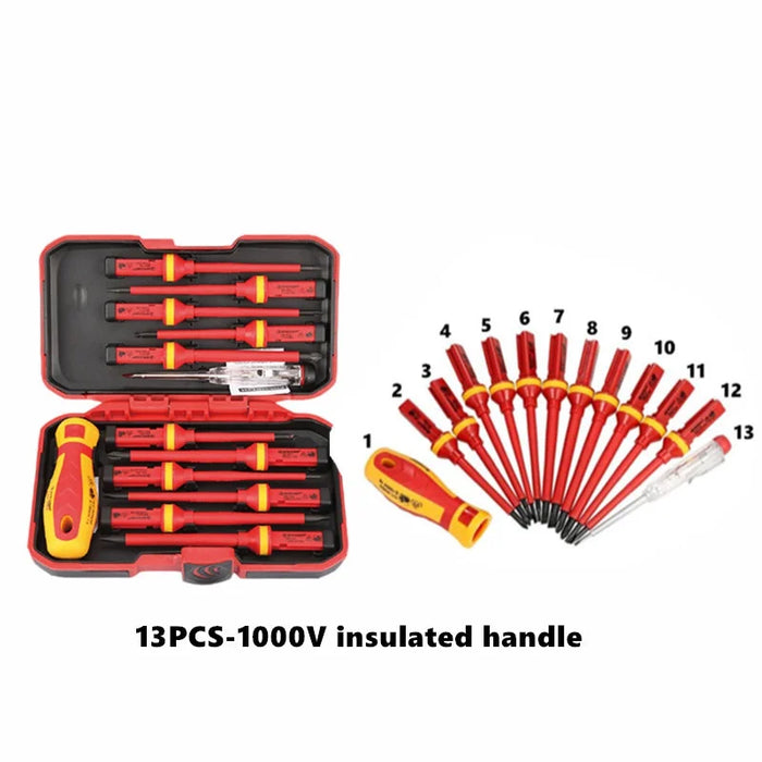 Isolierter Schraubendrehersatz mit austauschbaren magnetischen Bits – 1 Stück/15 Stück für 380 V und 1000 V Elektrikerwerkzeuge