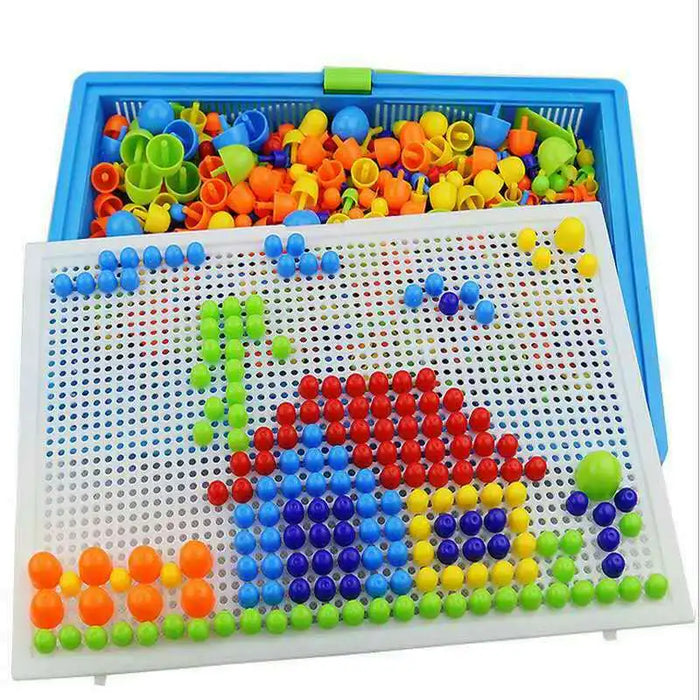 Ensemble créatif de 296 pièces de perles et d'ongles en éponge, puzzles 3D attrayants pour les enfants, développement de jouets éducatifs