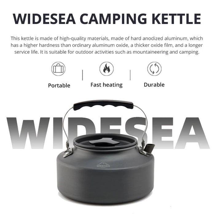 Widesea Ensemble de cuisine de camping en plein air – Batterie de cuisine, bouilloire, poêle et couverts pour voyage et pique-nique