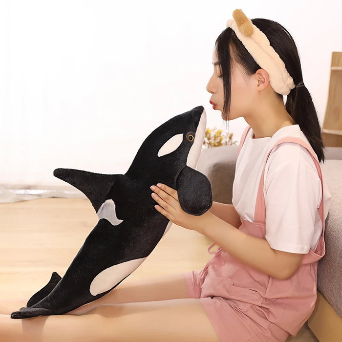 Animal de peluche de orca realista, 50-130 cm, muñeca de ballena suave para niños, regalo de cumpleaños ideal