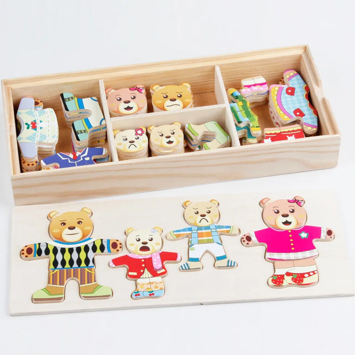 QWZ petit ours habiller les enfants éducation précoce confort Puzzle jeu habiller jeu bébé Puzzle jouets pour enfants cadeau