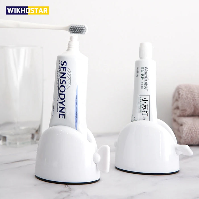 Ensemble d'accessoires de salle de bain WIKHOSTAR avec distributeur de dentifrice roulant et support de paquet