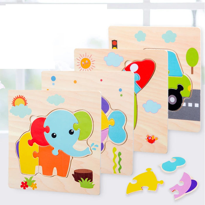 Puzzle 3D en bois pour enfants, formes Tangram, carte éducative, animaux, jouets intelligents, cadeau pour enfants