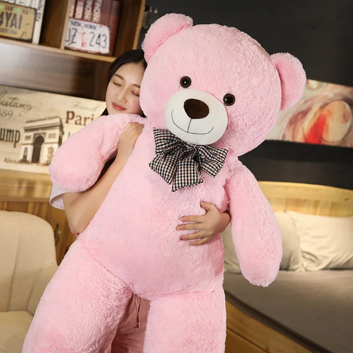 Oso de peluche gigante de 105 cm, oso de peluche blanco, rosa y marrón, almohada de abrazo súper grande, almohada de animal, regalo de cumpleaños para niños