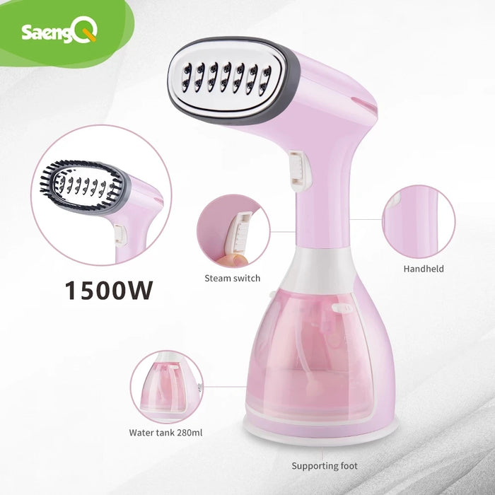 SaengQ-vaporizador de ropa portátil, plancha de vapor eléctrica de 1500W, calentamiento rápido de 280ml para planchado de ropa