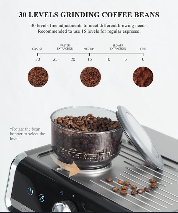 HiBREW Barista Pro 20Bar grains pour expresso, Machine à café professionnelle avec équipement complet pour café, hôtel et restaurant H7