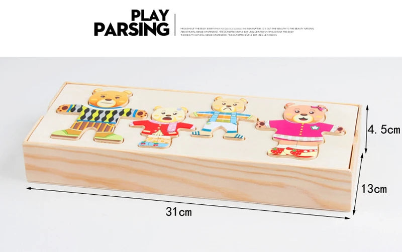 QWZ petit ours habiller les enfants éducation précoce confort Puzzle jeu habiller jeu bébé Puzzle jouets pour enfants cadeau