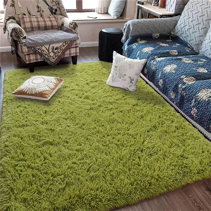 Alfombra suave y esponjosa para habitación de niños con alfombrilla antideslizante grande y peluda para uso interior moderno en sala de estar y habitación de niños