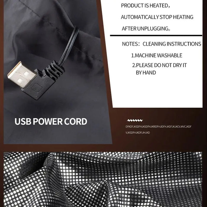 Chaleco calentado por USB con infusión de grafeno para hombres y mujeres, chaqueta eléctrica con 9 zonas de calor para actividades al aire libre y acampadas