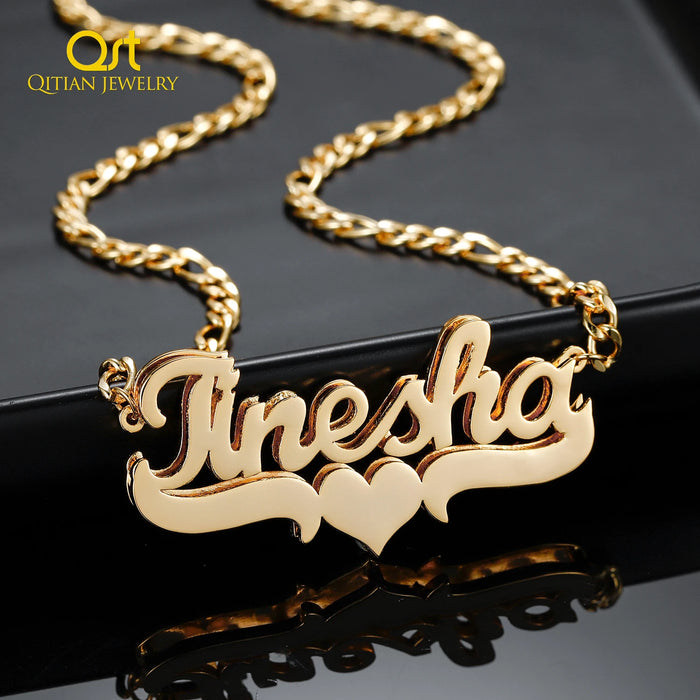 Benutzerdefinierter doppelter Namensanhänger, personalisierter Hip-Hop-Buchstabe, Edelstahl-Anhänger mit Namenskette für Frauen, Gothic-Schmuck, Geschenk