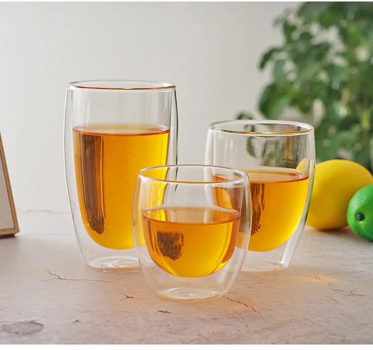 Tasse en verre à Double paroi avec isolation thermique, artisanat Transparent pour tasses à thé, Mini whisky et expresso