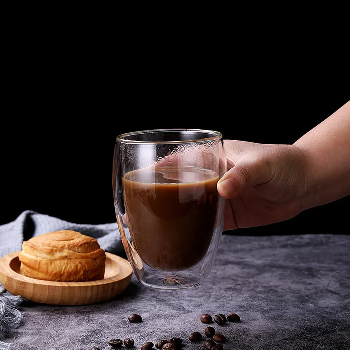 Tasse en verre à Double paroi avec isolation thermique, artisanat Transparent pour tasses à thé, Mini whisky et expresso