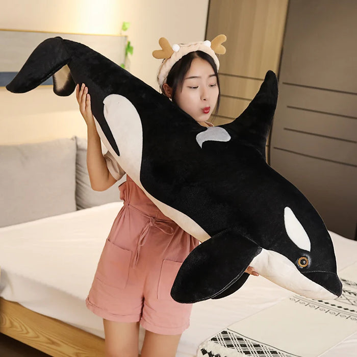 Animal de peluche de orca realista, 50-130 cm, muñeca de ballena suave para niños, regalo de cumpleaños ideal