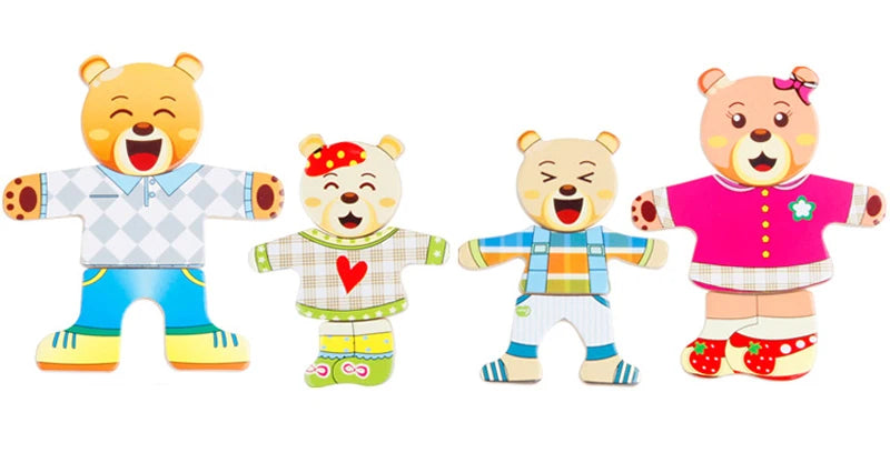 QWZ petit ours habiller les enfants éducation précoce confort Puzzle jeu habiller jeu bébé Puzzle jouets pour enfants cadeau