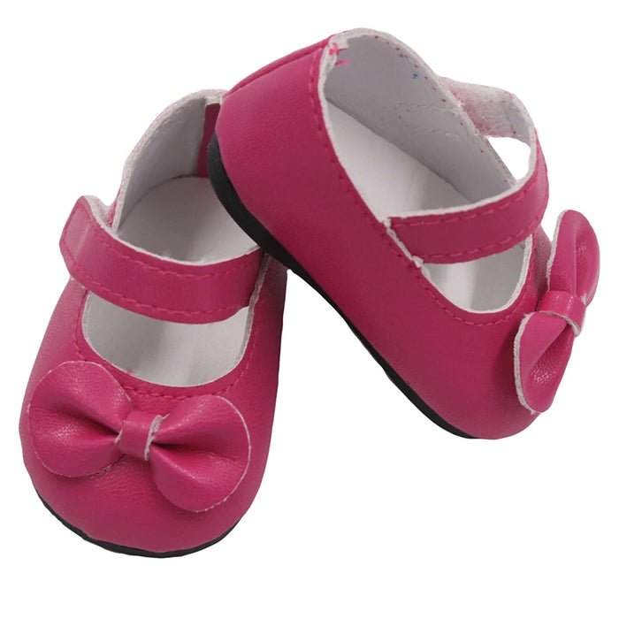 Chaussures de poupée populaires en cuir Pu avec nœud de 7 cm, pour poupées américaines de 18 pouces, convient aux poupées de 43 cm, nouveau bébé 1/3 BJD DIY, en cadeau