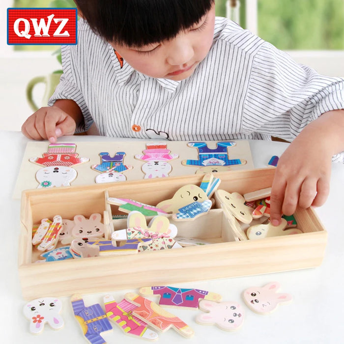 QWZ petit ours habiller les enfants éducation précoce confort Puzzle jeu habiller jeu bébé Puzzle jouets pour enfants cadeau