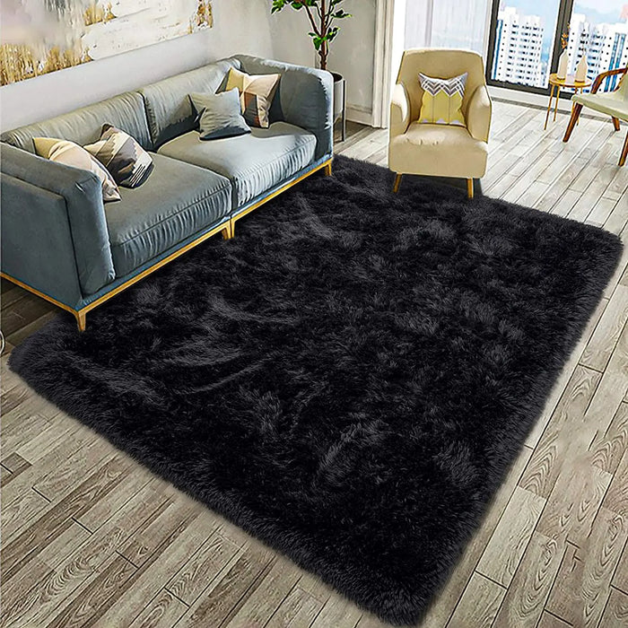 Alfombra suave y esponjosa para habitación de niños con alfombrilla antideslizante grande y peluda para uso interior moderno en sala de estar y habitación de niños