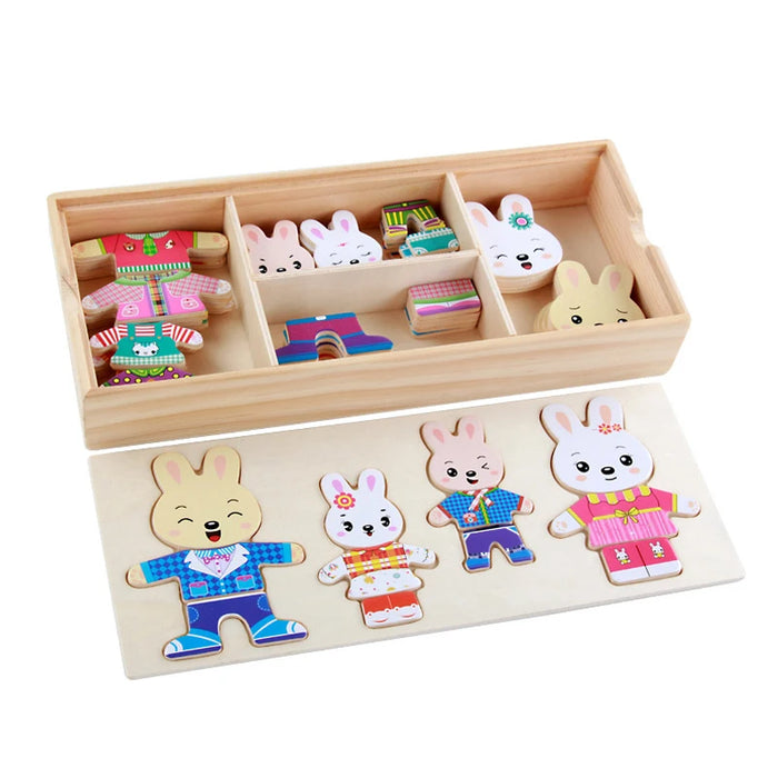 QWZ petit ours habiller les enfants éducation précoce confort Puzzle jeu habiller jeu bébé Puzzle jouets pour enfants cadeau