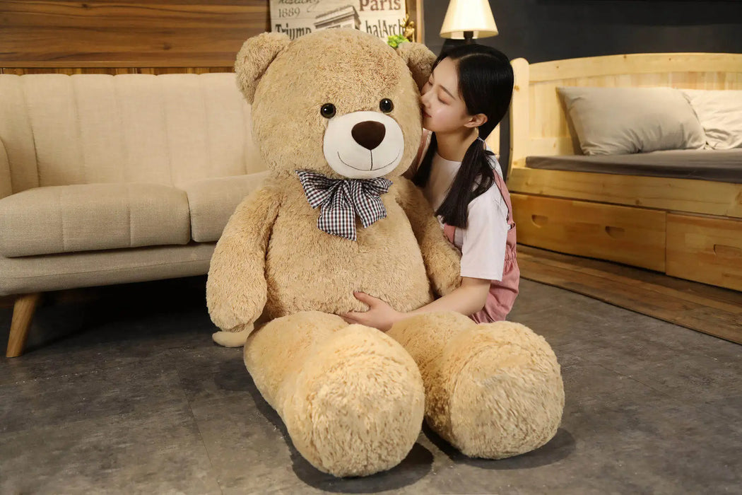 Oso de peluche gigante de 105 cm, oso de peluche blanco, rosa y marrón, almohada de abrazo súper grande, almohada de animal, regalo de cumpleaños para niños