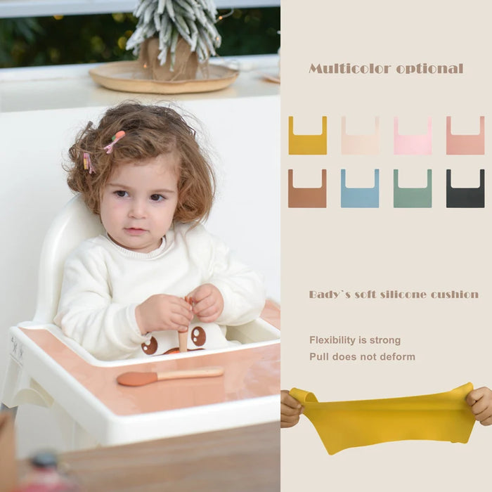 Haut Tabouret Adapté Tapis de Couleur Unie pour Enfants, Plaque en Silicone pour Nourrir et Table à Manger