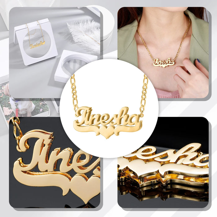 Benutzerdefinierter doppelter Namensanhänger, personalisierter Hip-Hop-Buchstabe, Edelstahl-Anhänger mit Namenskette für Frauen, Gothic-Schmuck, Geschenk