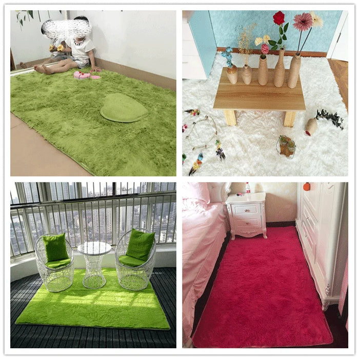 Tapis Luden vert doux pour le salon - Grand tapis pour enfants au design élégant pour chambre d'enfant et chambre à coucher