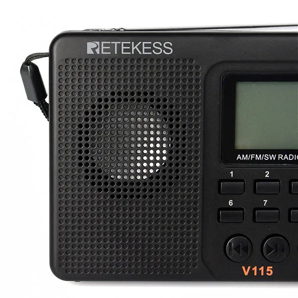 RETKEKESS V115 Radio portable FM AM SW – Radio à ondes courtes rechargeable avec enregistrement USB et haut-parleur