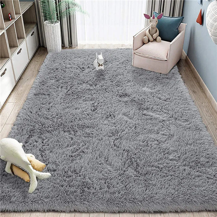 Alfombra suave y esponjosa para habitación de niños con alfombrilla antideslizante grande y peluda para uso interior moderno en sala de estar y habitación de niños