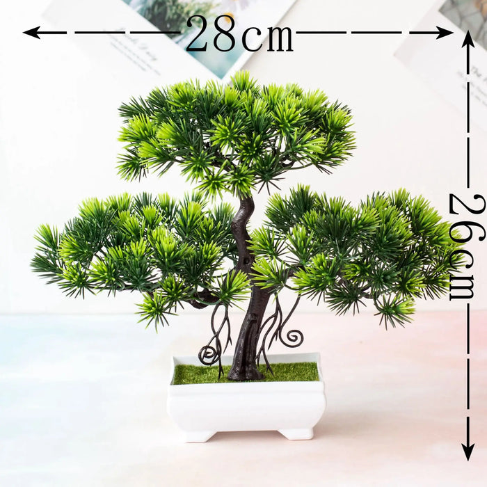 Ny Grön Konstgjord Bonsai - Liten Potted Växt för Hem, Kontor och Festdekorationer