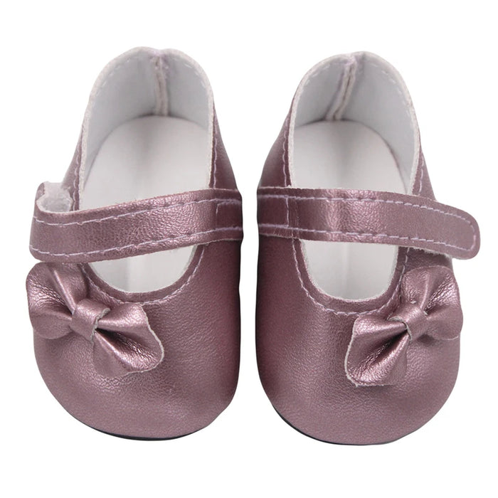 Chaussures de poupée populaires en cuir Pu avec nœud de 7 cm, pour poupées américaines de 18 pouces, convient aux poupées de 43 cm, nouveau bébé 1/3 BJD DIY, en cadeau