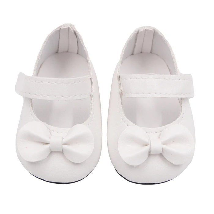 Chaussures de poupée populaires en cuir Pu avec nœud de 7 cm, pour poupées américaines de 18 pouces, convient aux poupées de 43 cm, nouveau bébé 1/3 BJD DIY, en cadeau