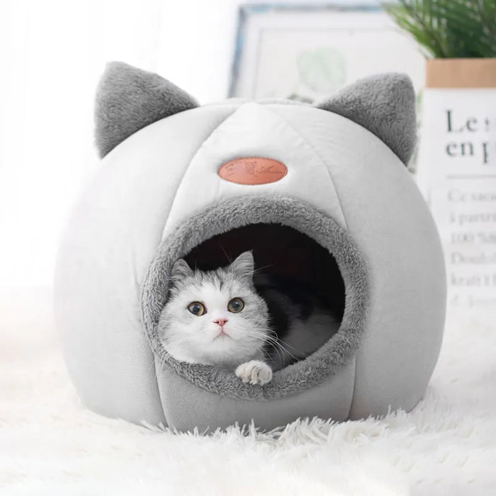 New Cozy Cat Bed for Deep Sleep in Winter - Small Food Basket for Dog House and Indoor Cat Hiding