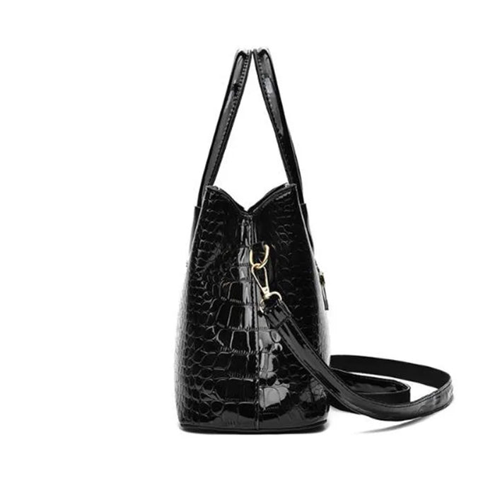 Elegant Women's PU Leather Alligator Print Shoulder Crossbody Handbag - Large Capacity Luxury Tote Bag