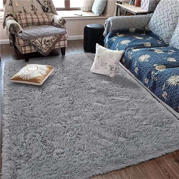 Alfombra suave y esponjosa para habitación de niños con alfombrilla antideslizante grande y peluda para uso interior moderno en sala de estar y habitación de niños