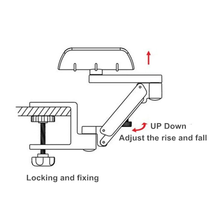 Reposamuñecas de metal ajustable para el hogar y la oficina con alfombrilla para ratón y reposabrazos para comodidad ergonómica