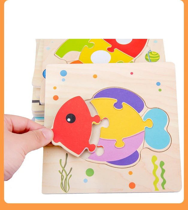 Puzzle 3D en bois pour enfants, formes Tangram, carte éducative, animaux, jouets intelligents, cadeau pour enfants